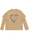 Acne Studios Beige Layered Print T-shirt In Neutrals