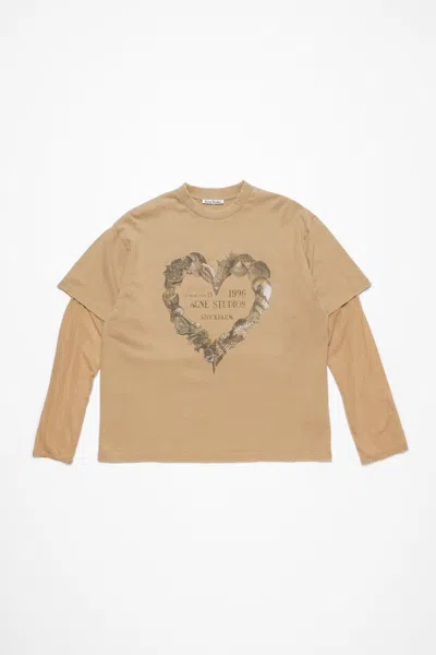 Acne Studios Layered Print T-shirt In Brown