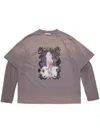 Acne Studios Purple Layered Print T-shirt In Purple