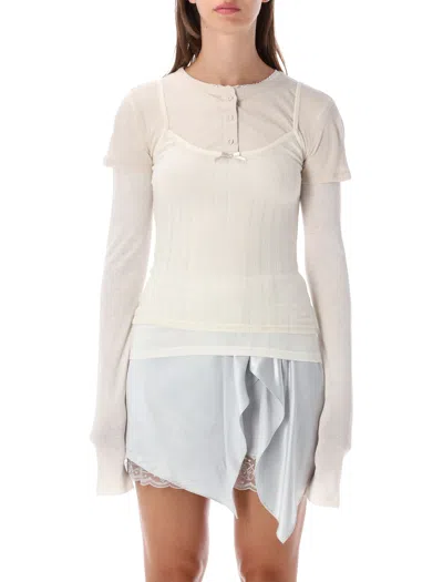 Acne Studios Layered Ribbed Long Sleeve Top In White Off White