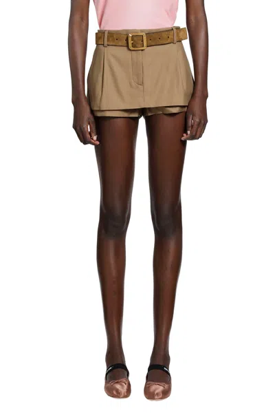 Acne Studios Layered Satin Mini Skirt In Sand