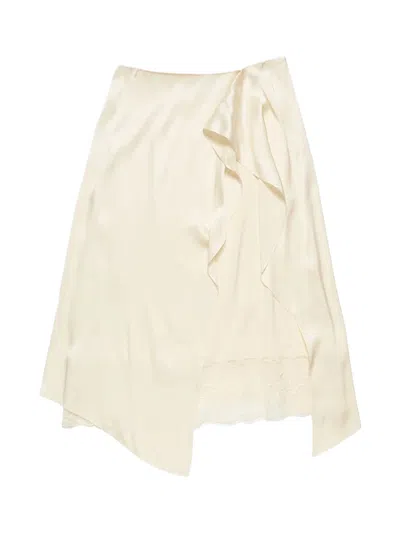 Acne Studios Layered Satin Skirt Cream White