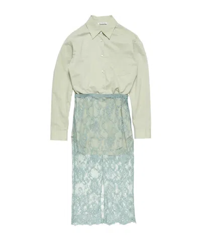 Acne Studios Layered Shirt Dress In Green