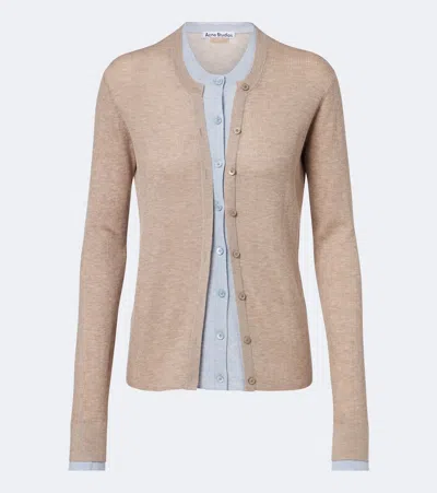Acne Studios Layered Silk And Wool Cardigan In Brown