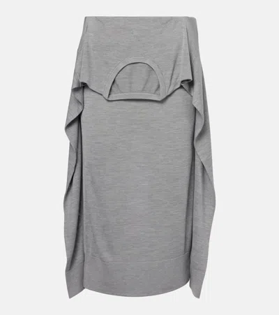 Acne Studios Layered Silk Jersey Midi Skirt