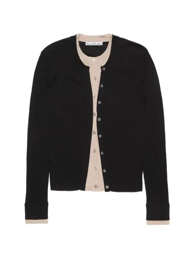 Acne Studios Layered-effect Button-up Cardigan In Black