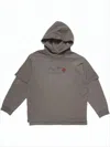 Acne Studios Layered Sleeve Hoodie With Printed Graphics In Gray
