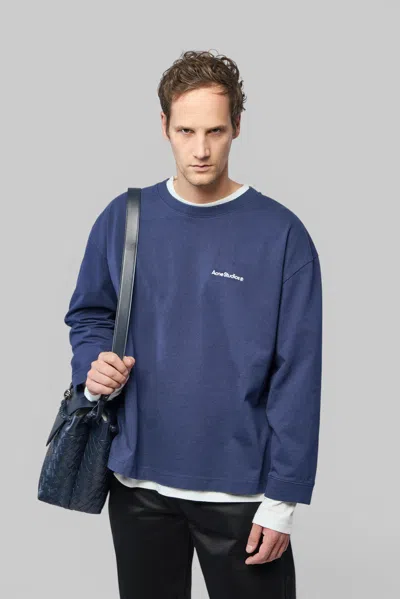 Acne Studios Layered Sweatshirt With Logo In Blue