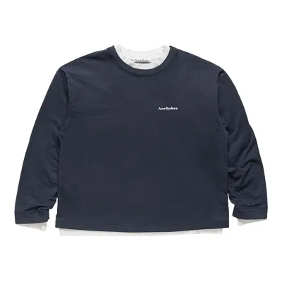 Pre-owned Acne Studios Layered Sweatshirt With Logo 'navy/white' | Blue | Men's Size M