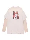 Acne Studios Pink Violet Layered T-shirt With Print