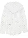 Acne Studios Layered Tie-neck Distressed Polka-dot Georgette Blouse In White