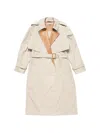 Acne Studios Belted Leather Lapel Trench Coat In Neutral