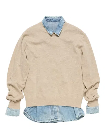 Acne Studios Layered V-neck Sweater In Neutral