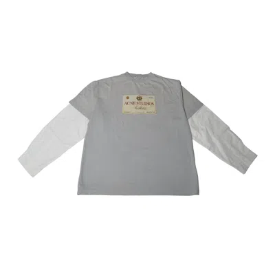 Acne Studios Layered Vintage Label Print L/s T-shirts Light Grey In Gray
