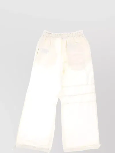 Acne Studios Layered Wide Leg Trousers With Sheer Elastic Waistband In White
