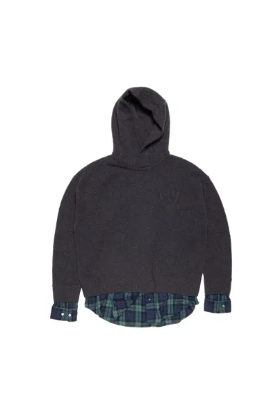 Acne Studios Layered Wool Hoodie In Gray
