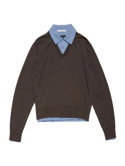 Acne Studios Layered Knit Jumper In Black