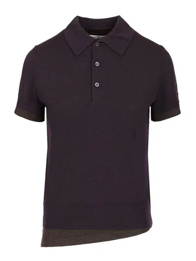 Acne Studios Layered Wool Polo Shirt In Purple