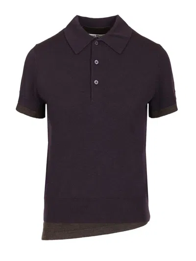 Acne Studios Layered Wool Polo Shirt T-shirt Violet In Black