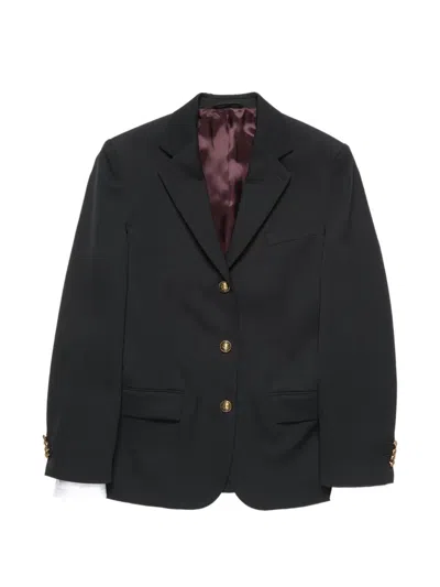 Acne Studios Layered Wool Suit Jacket In Black