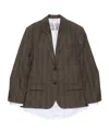 Acne Studios Layered Wool Suit Jacket In Brown/black