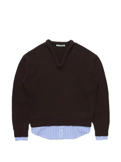 Acne Studios Layered Wool Sweater In Braun