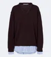 Acne Studios V Neck Pullover Wool Sweater Dark Brown In Brown