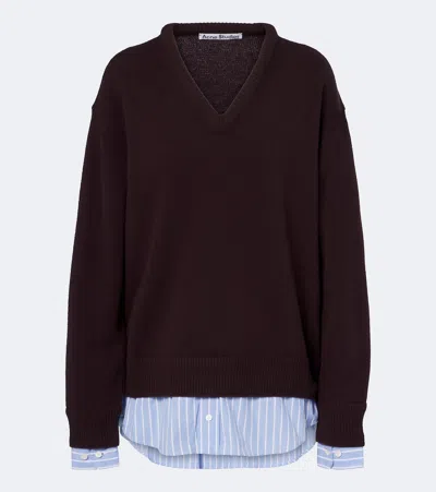 Acne Studios Layered Wool Sweater In Brown