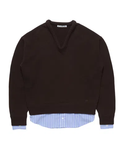Acne Studios Layered Wool Sweater In Brown