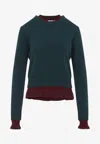 Acne Studios Ruffled Layered-effect Sweater In Green