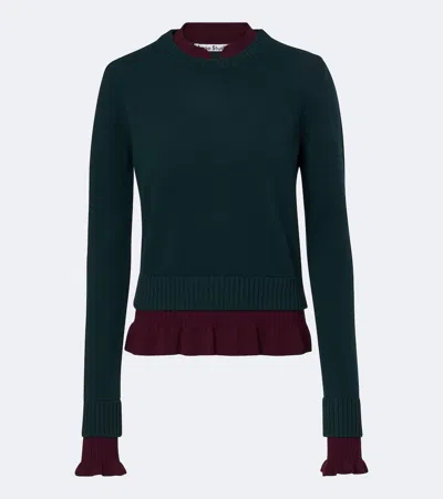 Acne Studios Layered Wool Sweater In Green