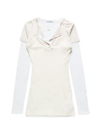 Acne Studios Layered-effect Bow-detail Mini Dress In Brown
