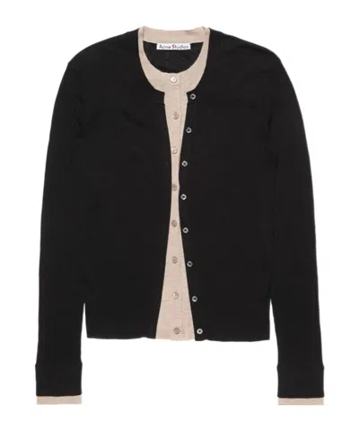 Acne Studios Layered-effect Button-up Cardigan In Black
