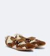 Acne Studios Bilaria Lace-up Suede And Leather Ballet Flats In Brown