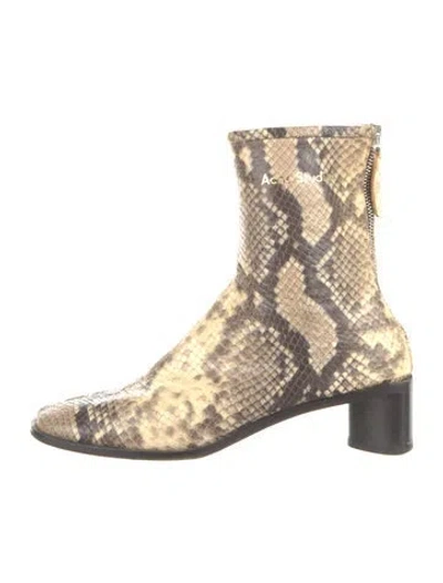 Pre-owned Acne Studios Leather Animal Print Boots In Neutrals