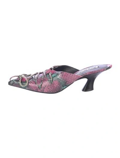 Pre-owned Acne Studios Leather Animal Print Mules In Purple