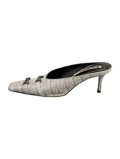 Pre-owned Acne Studios Leather Animal Print Mules In Silver