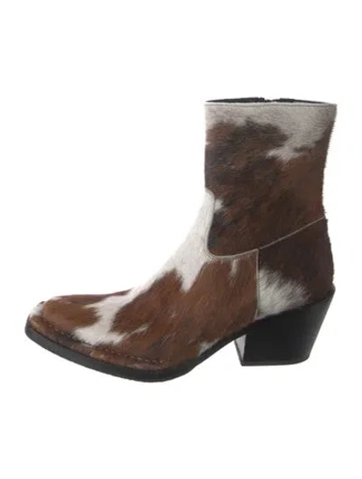 Pre-owned Acne Studios Leather Animal Print Western Boots In Neutral