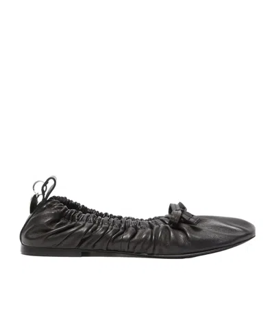 Acne Studios Leather Ballerina Shoes In Black