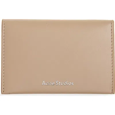 Acne Studios Leather Bifold Card Holder In Taupe Beige