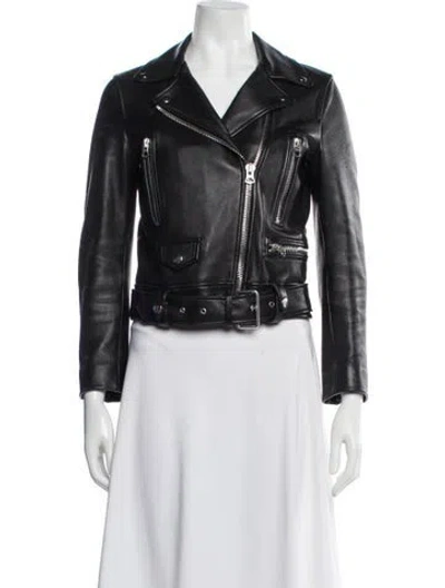 Pre-owned Acne Studios Leather Biker Jacket In Black