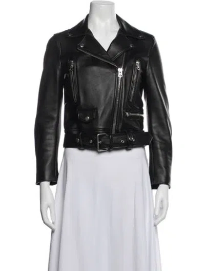 Pre-owned Acne Studios Leather Biker Jacket In Black