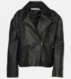 Acne Studios Black Distressed-effect Leather Biker Jacket In Black