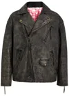 Acne Studios Black Waxy Nappa Leather Biker Jacket In Black