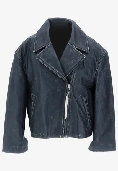Acne Studios Leather Biker Jacket In Black