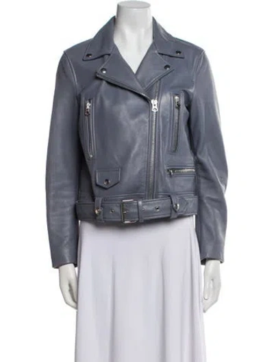Pre-owned Acne Studios Leather Biker Jacket In Blue