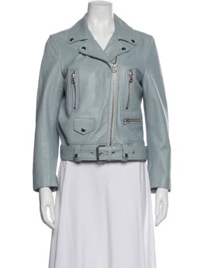 Pre-owned Acne Studios Leather Biker Jacket In Blue