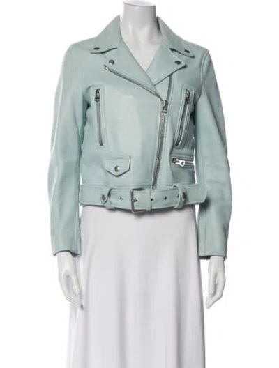 Pre-owned Acne Studios Leather Biker Jacket In Blue