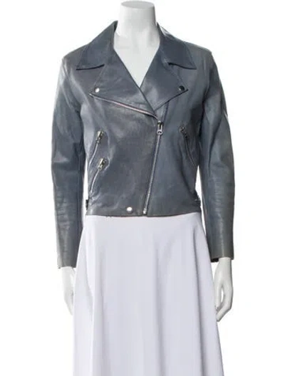 Pre-owned Acne Studios Leather Biker Jacket In Blue