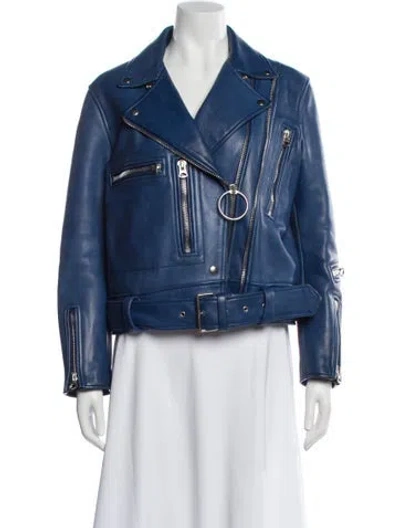 Pre-owned Acne Studios Leather Biker Jacket In Blue